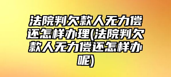 法院判欠款人無力償還怎樣辦理(法院判欠款人無力償還怎樣辦呢)