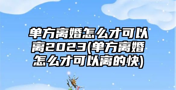 單方離婚怎么才可以離2023(單方離婚怎么才可以離的快)