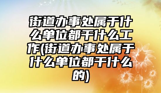 街道辦事處屬于什么單位都干什么工作(街道辦事處屬于什么單位都干什么的)