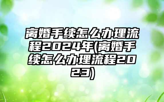 離婚手續怎么辦理流程2024年(離婚手續怎么辦理流程2023)