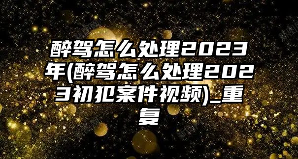 醉駕怎么處理2023年(醉駕怎么處理2023初犯案件視頻)_重復(fù)