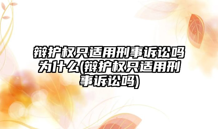 辯護權只適用刑事訴訟嗎為什么(辯護權只適用刑事訴訟嗎)