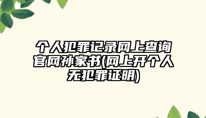 個人犯罪記錄網上查詢官網孫家書(網上開個人無犯罪證明)