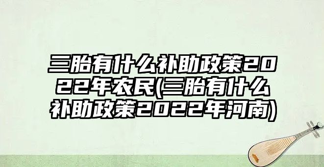 三胎有什么補助政策2022年農民(三胎有什么補助政策2022年河南)