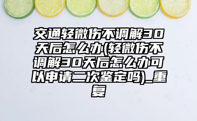 交通輕微傷不調(diào)解30天后怎么辦(輕微傷不調(diào)解30天后怎么辦可以申請二次鑒定嗎)_重復(fù)