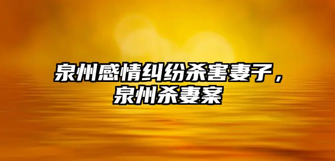 泉州感情糾紛殺害妻子，泉州殺妻案