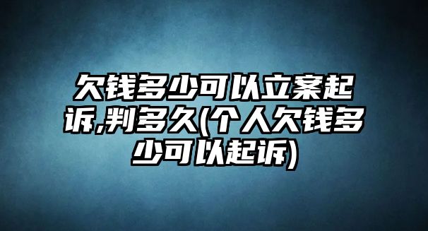 欠錢多少可以立案起訴,判多久(個人欠錢多少可以起訴)