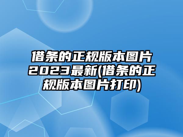 借條的正規版本圖片2023最新(借條的正規版本圖片打印)