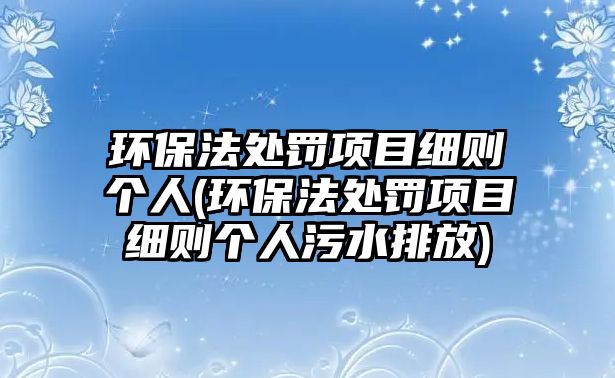 環(huán)保法處罰項目細則個人(環(huán)保法處罰項目細則個人污水排放)