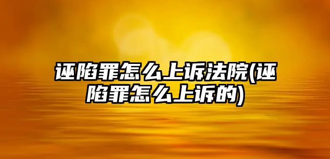 誣陷罪怎么上訴法院(誣陷罪怎么上訴的)