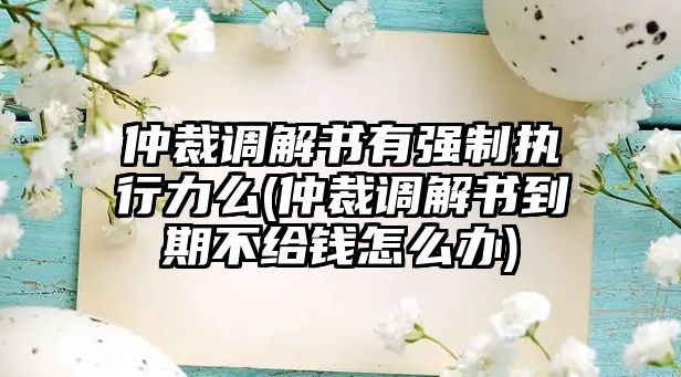 仲裁調解書有強制執行力么(仲裁調解書到期不給錢怎么辦)