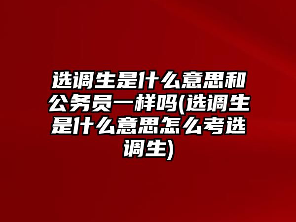 選調生是什么意思和公務員一樣嗎(選調生是什么意思怎么考選調生)