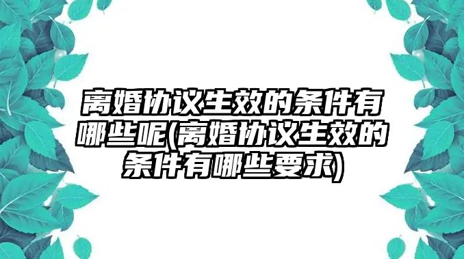 離婚協(xié)議生效的條件有哪些呢(離婚協(xié)議生效的條件有哪些要求)