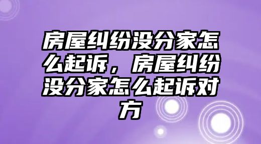 房屋糾紛沒分家怎么起訴，房屋糾紛沒分家怎么起訴對方