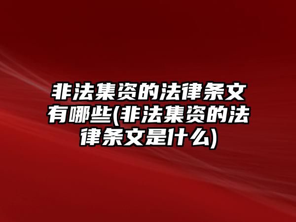 非法集資的法律條文有哪些(非法集資的法律條文是什么)