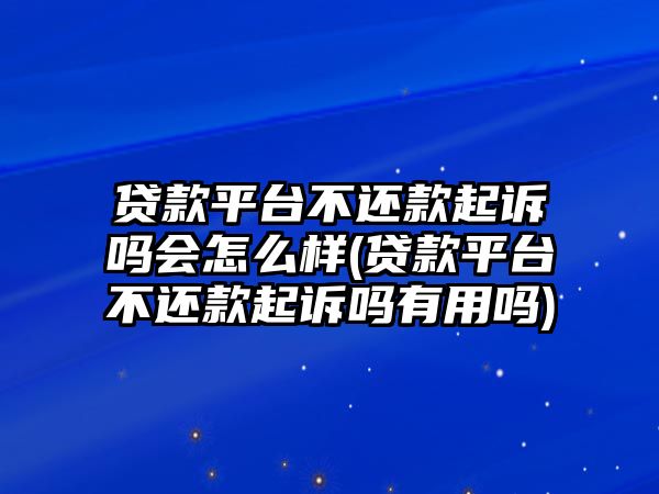 貸款平臺不還款起訴嗎會怎么樣(貸款平臺不還款起訴嗎有用嗎)