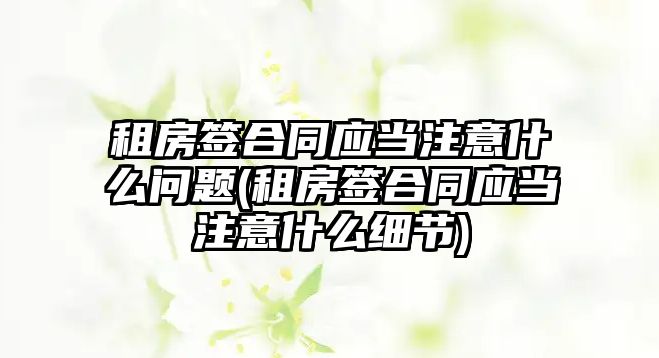 租房簽合同應當注意什么問題(租房簽合同應當注意什么細節)