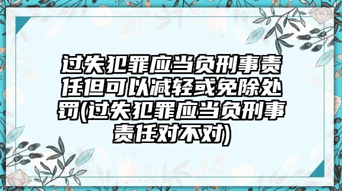 過失犯罪應當負刑事責任但可以減輕或免除處罰(過失犯罪應當負刑事責任對不對)