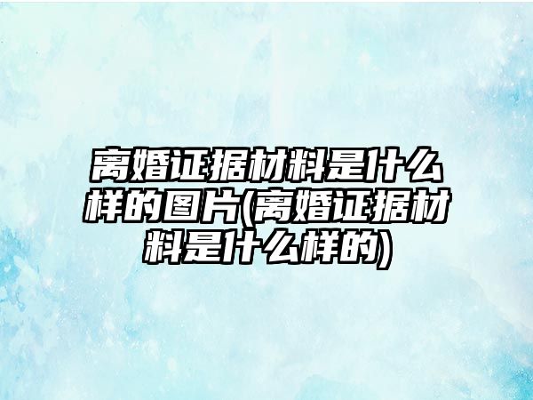 離婚證據(jù)材料是什么樣的圖片(離婚證據(jù)材料是什么樣的)