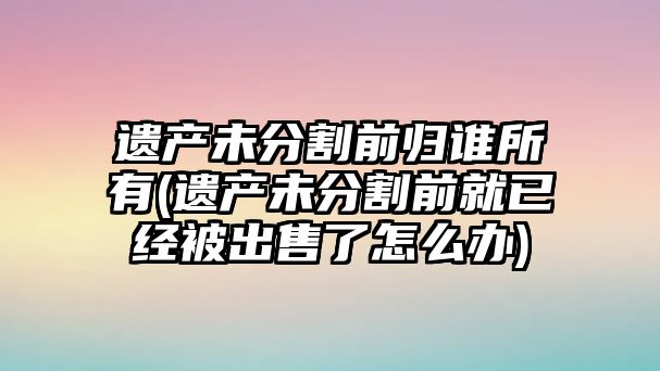 遺產未分割前歸誰所有(遺產未分割前就已經被出售了怎么辦)