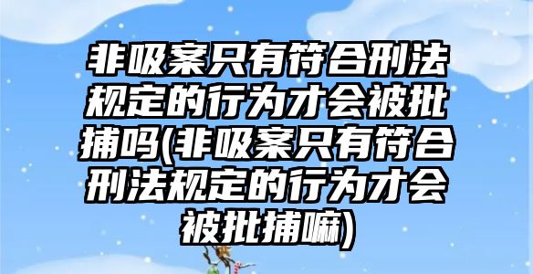 非吸案只有符合刑法規定的行為才會被批捕嗎(非吸案只有符合刑法規定的行為才會被批捕嘛)