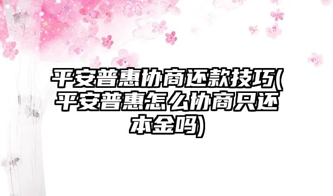 平安普惠協(xié)商還款技巧(平安普惠怎么協(xié)商只還本金嗎)