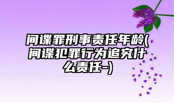 間諜罪刑事責(zé)任年齡(間諜犯罪行為追究什么責(zé)任-)