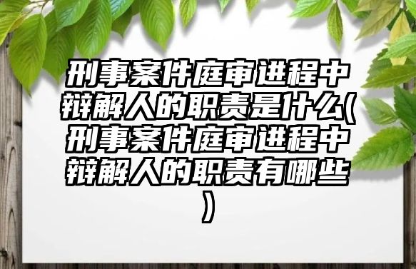 刑事案件庭審進(jìn)程中辯解人的職責(zé)是什么(刑事案件庭審進(jìn)程中辯解人的職責(zé)有哪些)