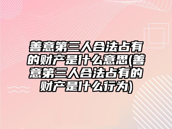 善意第三人合法占有的財產是什么意思(善意第三人合法占有的財產是什么行為)