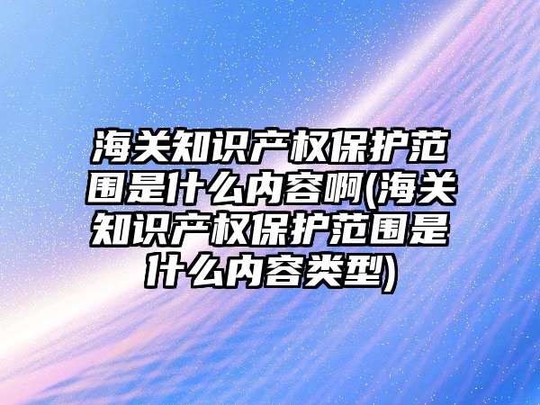 海關知識產權保護范圍是什么內容啊(海關知識產權保護范圍是什么內容類型)