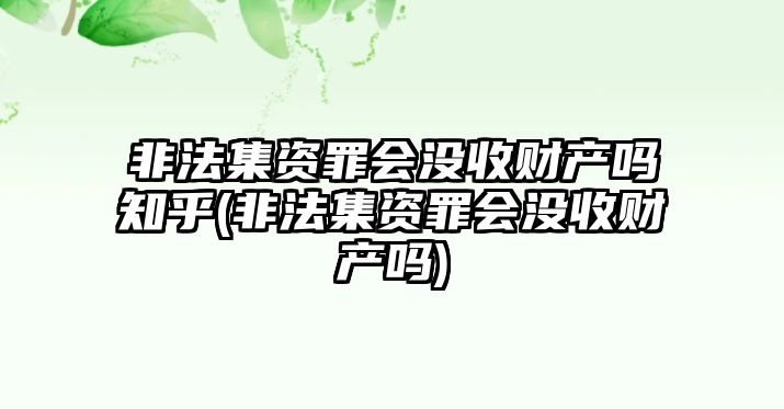 非法集資罪會沒收財產嗎知乎(非法集資罪會沒收財產嗎)