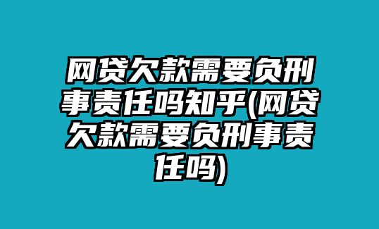 網(wǎng)貸欠款需要負刑事責任嗎知乎(網(wǎng)貸欠款需要負刑事責任嗎)