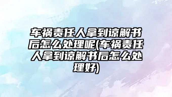 車禍責(zé)任人拿到諒解書后怎么處理呢(車禍責(zé)任人拿到諒解書后怎么處理好)