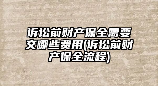 訴訟前財(cái)產(chǎn)保全需要交哪些費(fèi)用(訴訟前財(cái)產(chǎn)保全流程)