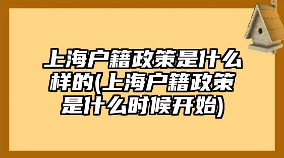 上海戶籍政策是什么樣的(上海戶籍政策是什么時候開始)