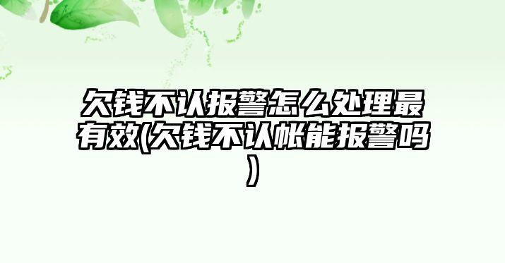 欠錢不認報警怎么處理最有效(欠錢不認帳能報警嗎)