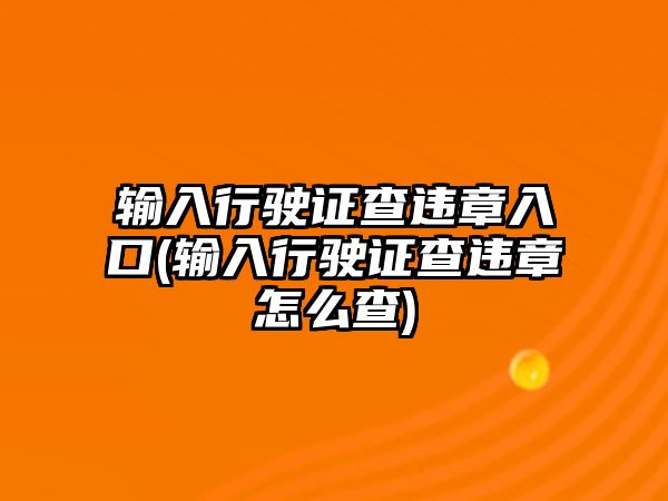 輸入行駛證查違章入口(輸入行駛證查違章怎么查)