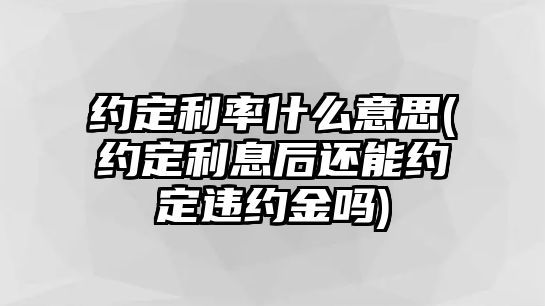 約定利率什么意思(約定利息后還能約定違約金嗎)