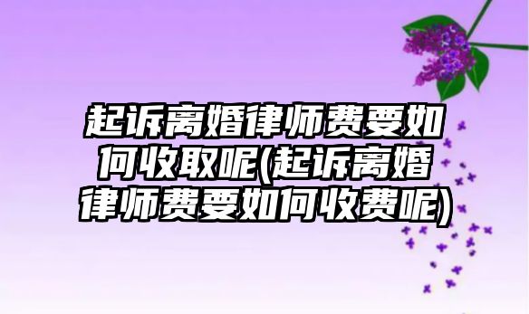 起訴離婚律師費要如何收取呢(起訴離婚律師費要如何收費呢)