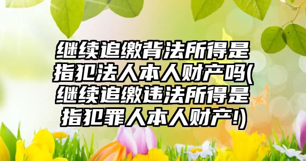 繼續追繳背法所得是指犯法人本人財產嗎(繼續追繳違法所得是指犯罪人本人財產!)