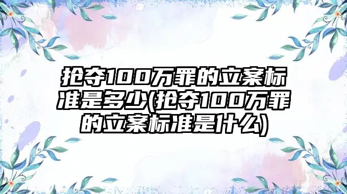 搶奪100萬罪的立案標準是多少(搶奪100萬罪的立案標準是什么)