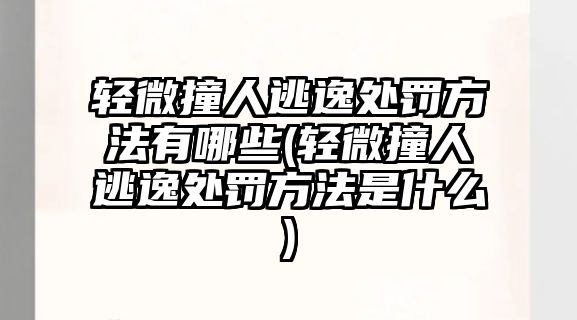 輕微撞人逃逸處罰方法有哪些(輕微撞人逃逸處罰方法是什么)