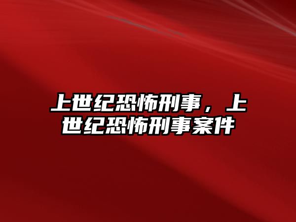 上世紀恐怖刑事，上世紀恐怖刑事案件