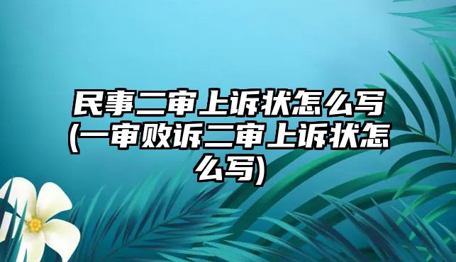 民事二審上訴狀怎么寫(一審敗訴二審上訴狀怎么寫)