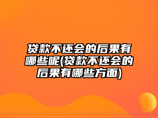 貸款不還會的后果有哪些呢(貸款不還會的后果有哪些方面)