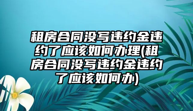 租房合同沒寫違約金違約了應(yīng)該如何辦理(租房合同沒寫違約金違約了應(yīng)該如何辦)