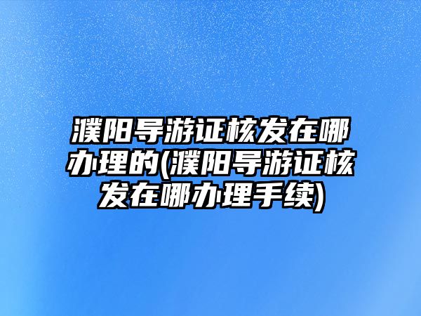 濮陽導游證核發在哪辦理的(濮陽導游證核發在哪辦理手續)