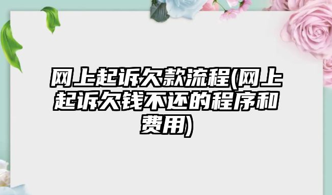 網上起訴欠款流程(網上起訴欠錢不還的程序和費用)