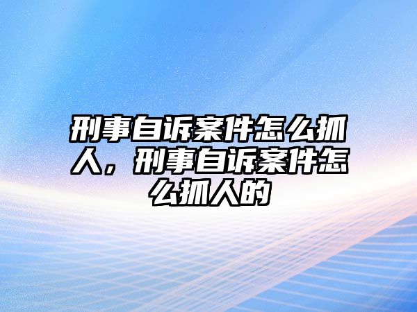 刑事自訴案件怎么抓人，刑事自訴案件怎么抓人的