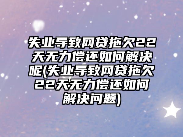 失業(yè)導(dǎo)致網(wǎng)貸拖欠22天無(wú)力償還如何解決呢(失業(yè)導(dǎo)致網(wǎng)貸拖欠22天無(wú)力償還如何解決問(wèn)題)